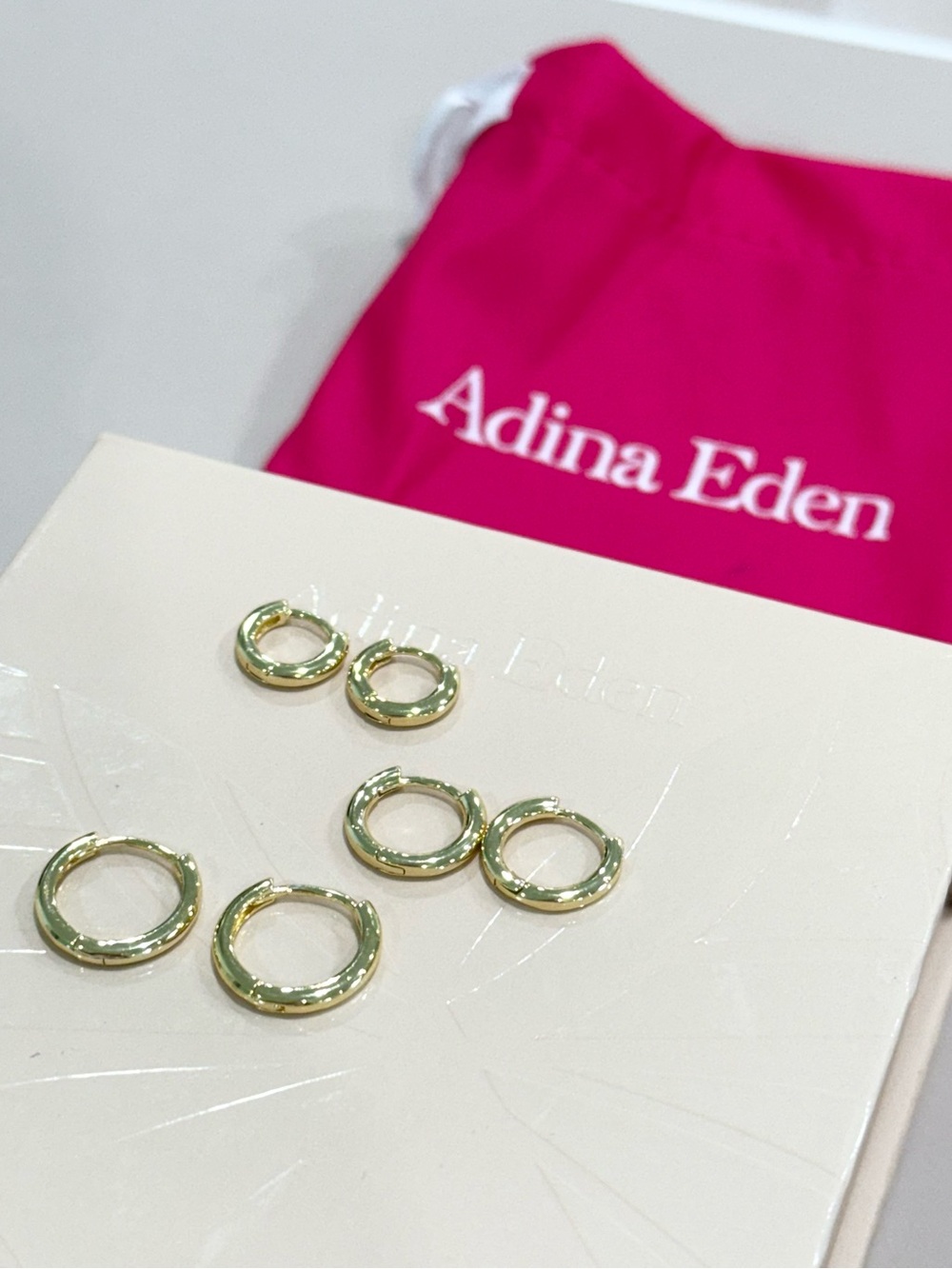 Adina Eden Women's 14k Plated Gold 3-Pair Solid Huggie Earring Combo